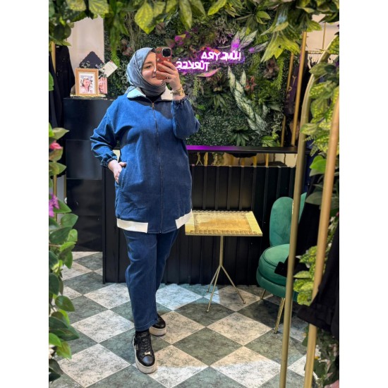 Tensel Büyük Beden Kot Takım  – Ceket & Pantolon 2’li Set