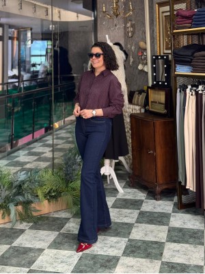 Çizgili Modal Gömlek Bordo