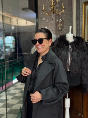 Antrasit Kol Detaylı Dokulu Premium Kaban