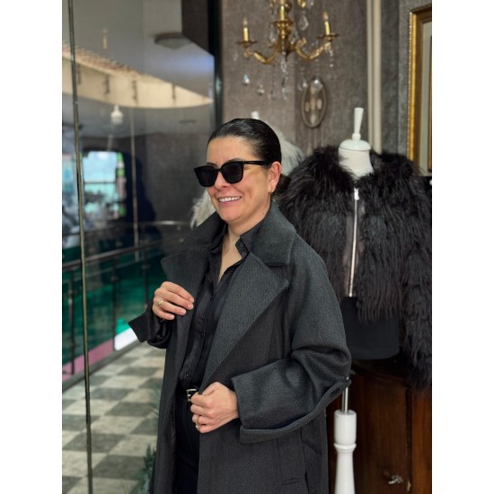 Antrasit Kol Detaylı Dokulu Premium Kaban